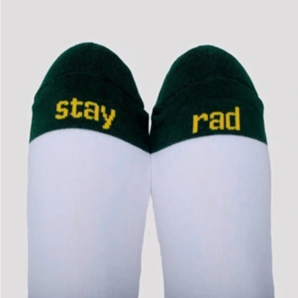 Toddland Peanuts White and Green Mustache Socks Mens Size 10-13
